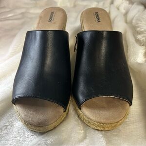 Sonoma Black flux Leather Mules with Wedge Heel. Size‎ 9 med. UPOC